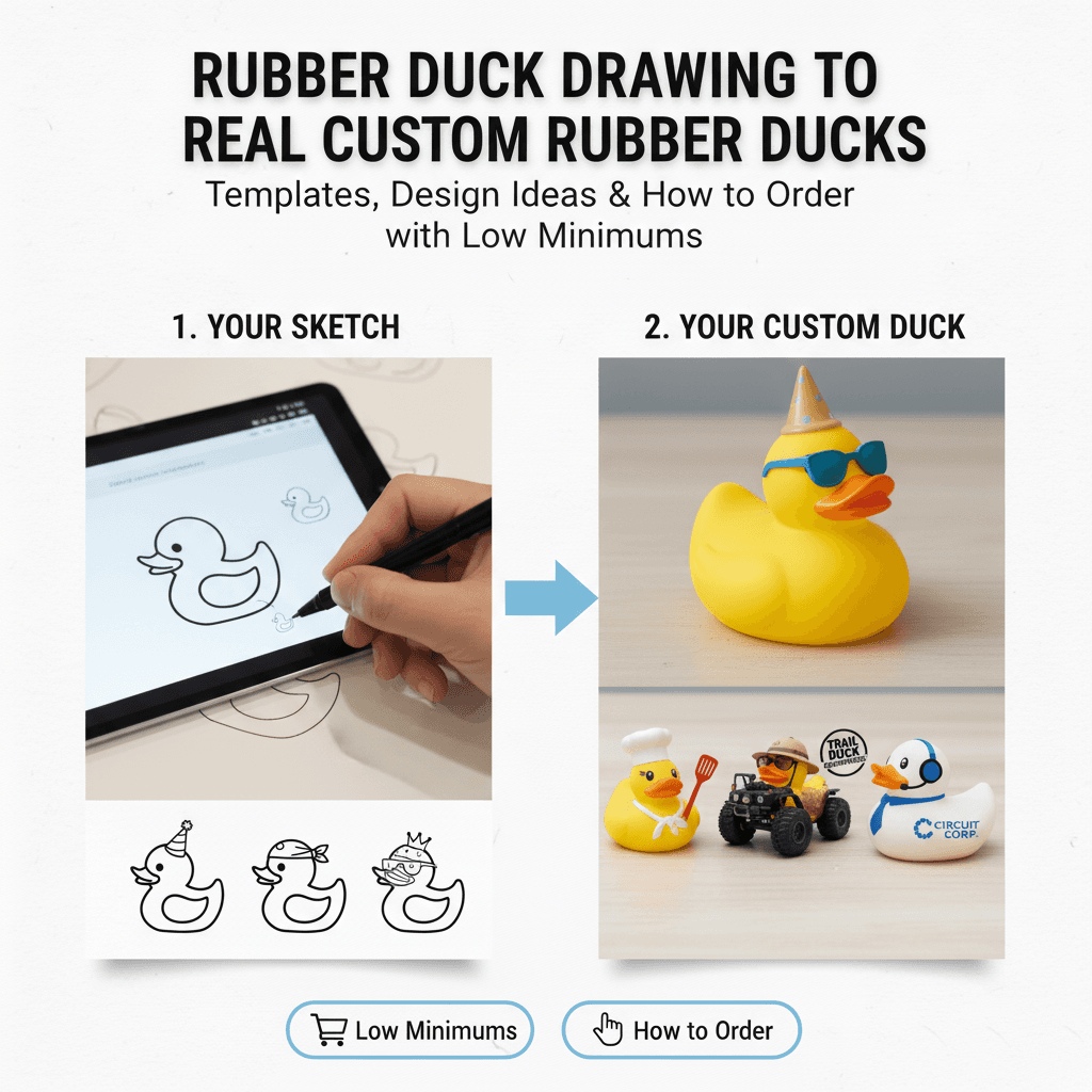 From your sketch to your custom rubber duck visual comparison with character variations