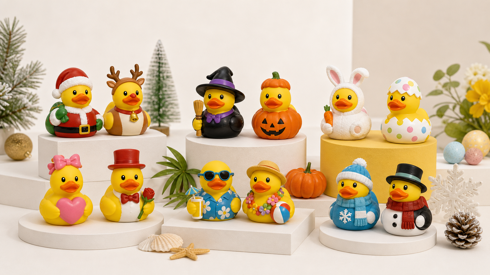 Holiday rubber ducks for Christmas Halloween Easter and seasonal gifts