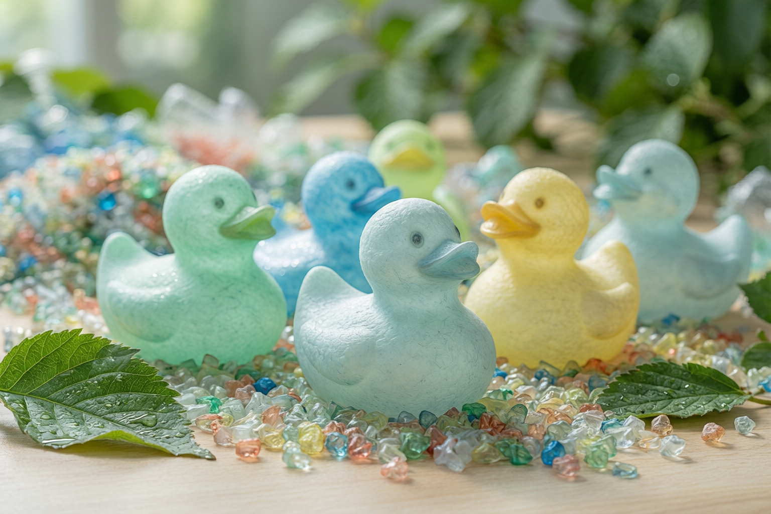 Recycled and phthalate-free rubber duck material comparison